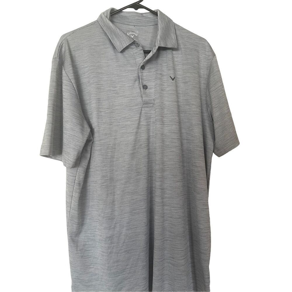 Callaway Opti-Dri Men's  Space Dye Gray Textured Polo Short Shirt Size L